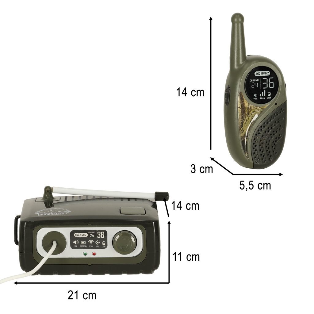 Walkie-Talkie-krotkofalowka-zestaw-z-centrala-dla-dzieci-khaki-161350 Vaikams skirtas "Walkie talkie" radijo imtuvų rinkinys su PBX, skirtas kariuomenei 333 m atstumu