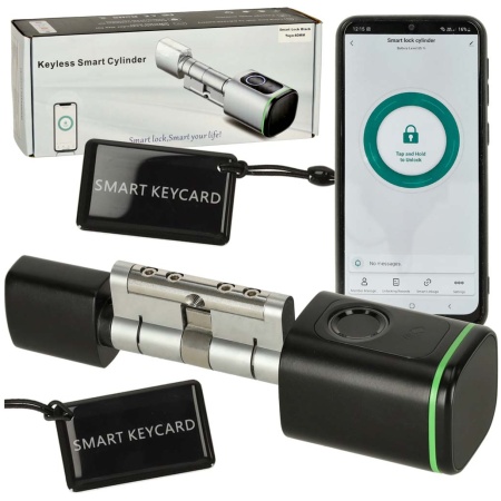Zamek-elektroniczny-SMART-wkladka-inteligentna-do-drzwi-odcisk-palca-bluetooth-175226 Durų spynos pirštų atspaudų cilindras juodas