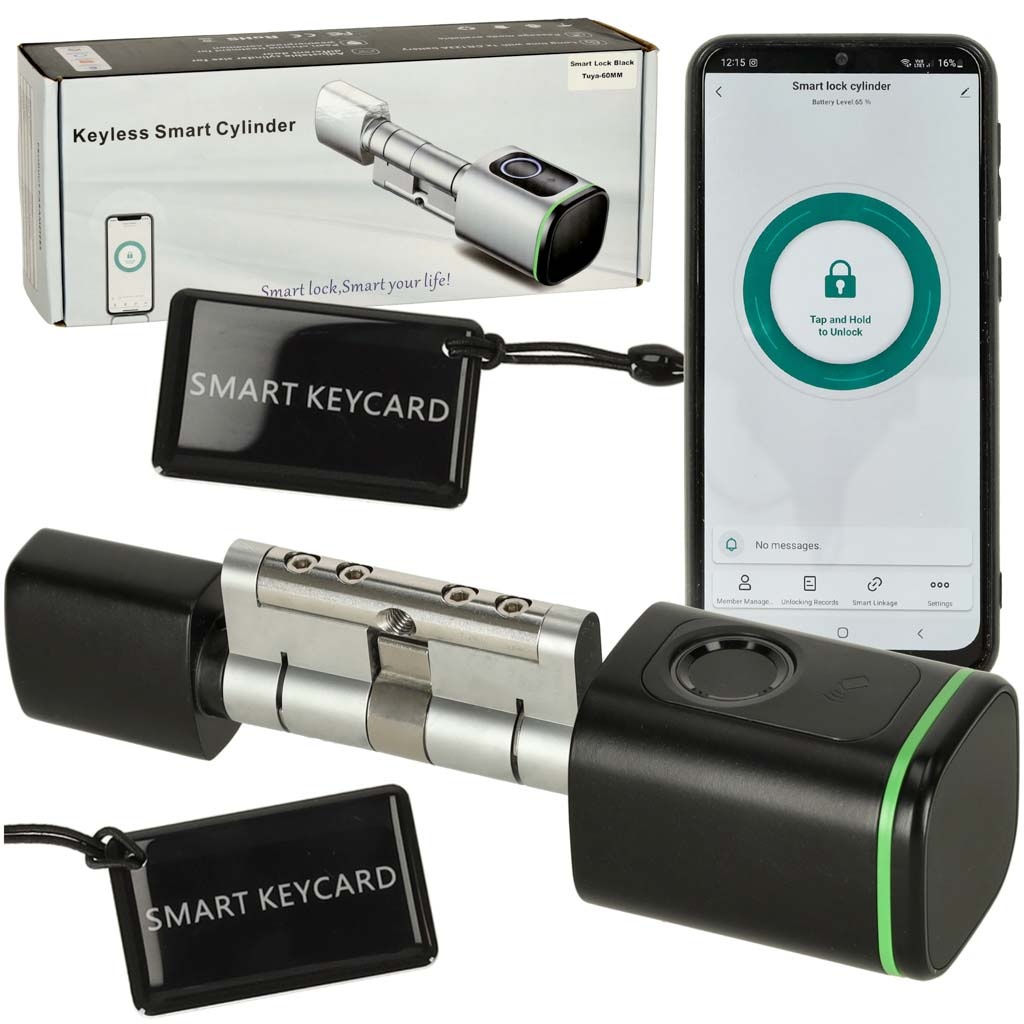 Zamek-elektroniczny-SMART-wkladka-inteligentna-do-drzwi-odcisk-palca-bluetooth-175226 Durų spynos pirštų atspaudų cilindras juodas