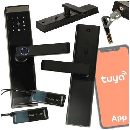 Zamek-elektroniczny-do-drzwi-SMART-klamka-inteligentna-na-kod-odcisk-palca-bluetooth-175834 Kodas pirštų atspaudų durų rankenos kortelė juoda
