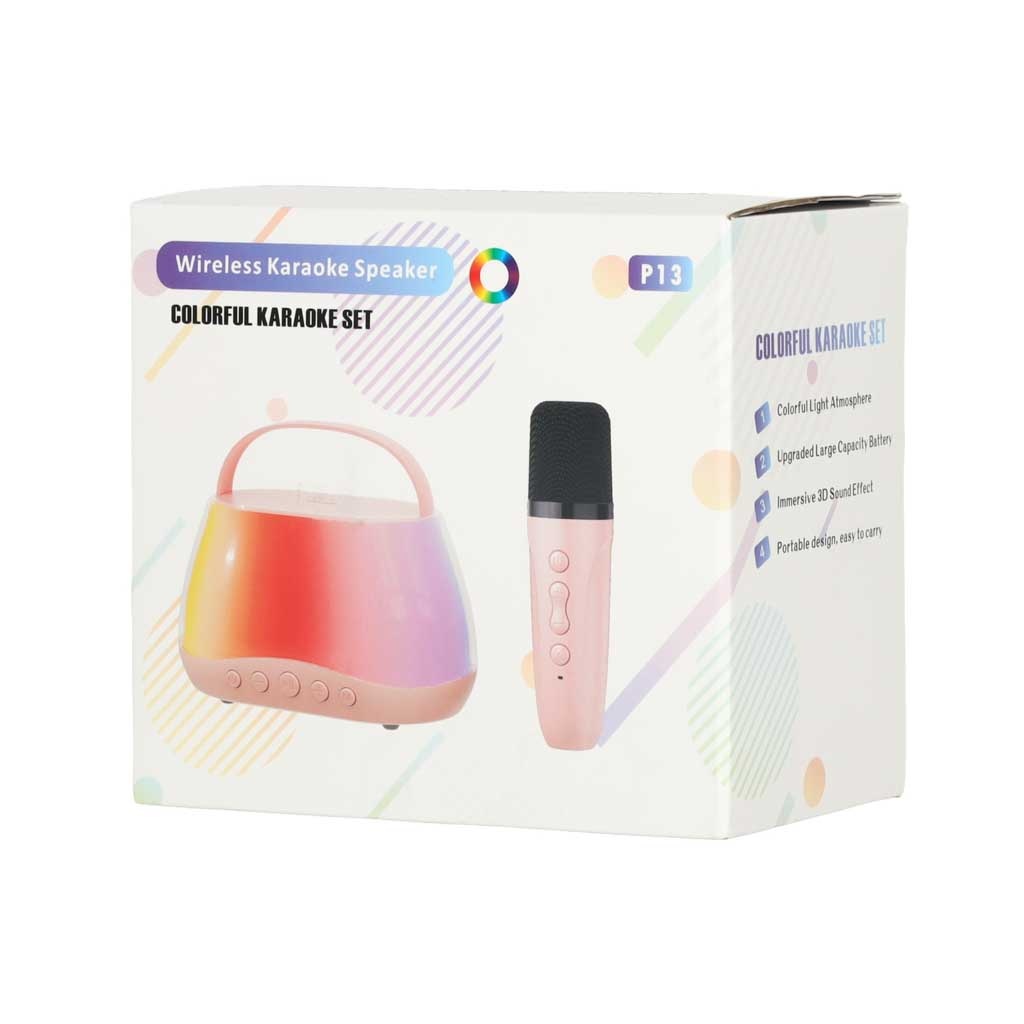 Karaokės rinkinys "Bluetooth" garsiakalbis LED RGB 2 mikrofonai USB