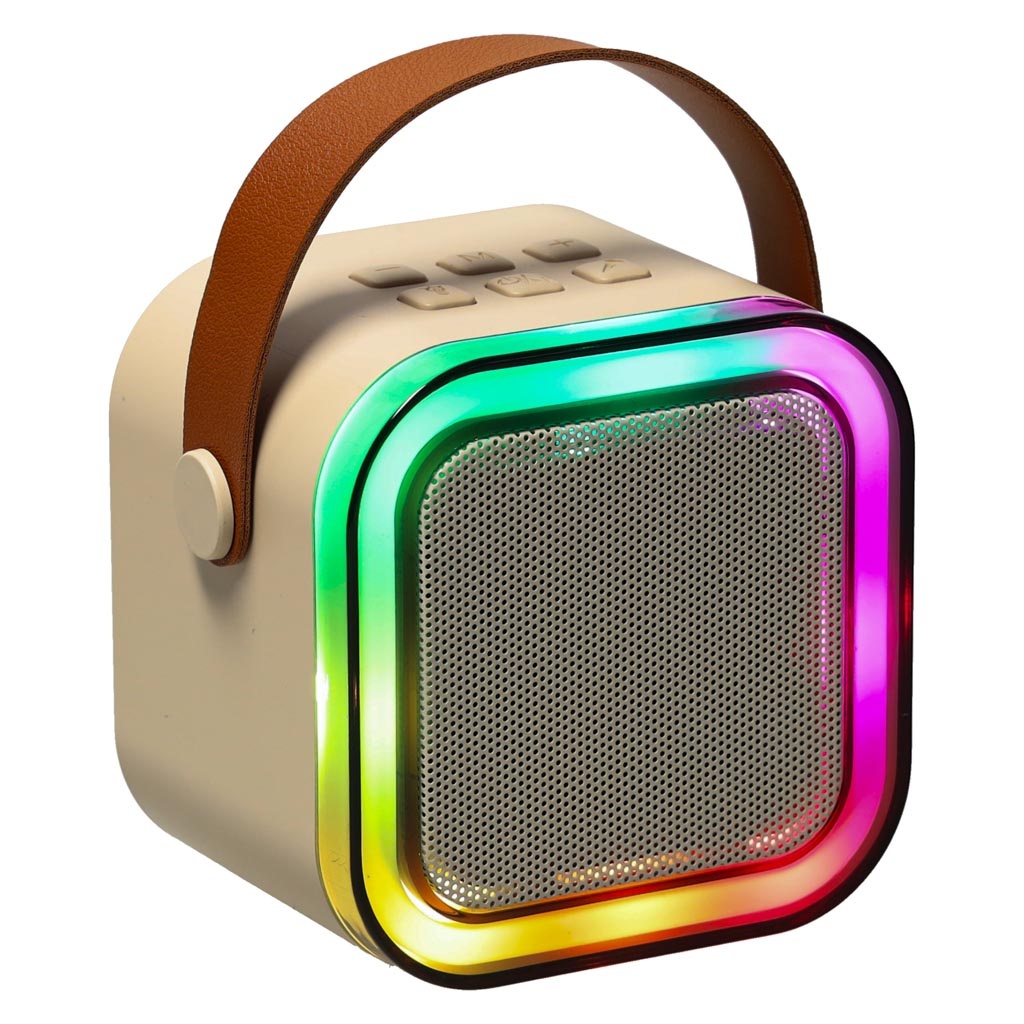 Zestaw-do-karaoke-mikrofon-glosnik-przenosny-BLUETOOTH-USB-LED-bezowy-162857 Karaokės rinkinys "Bluetooth" garsiakalbis mikrofonas USB LED smėlio spalvos