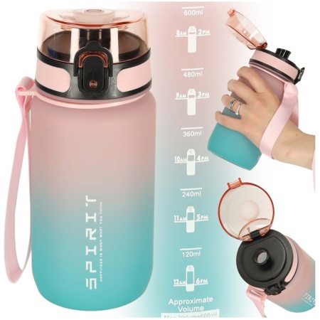 Butelka-na-wode-bidon-ze-slomka-uchwytem-sportowy-600ml-rozowo-niebieski-174067 Vandens buteliukas sportinis buteliukas su kandikliu BPA FREE 600ml rožinės-mėlynos spalvos