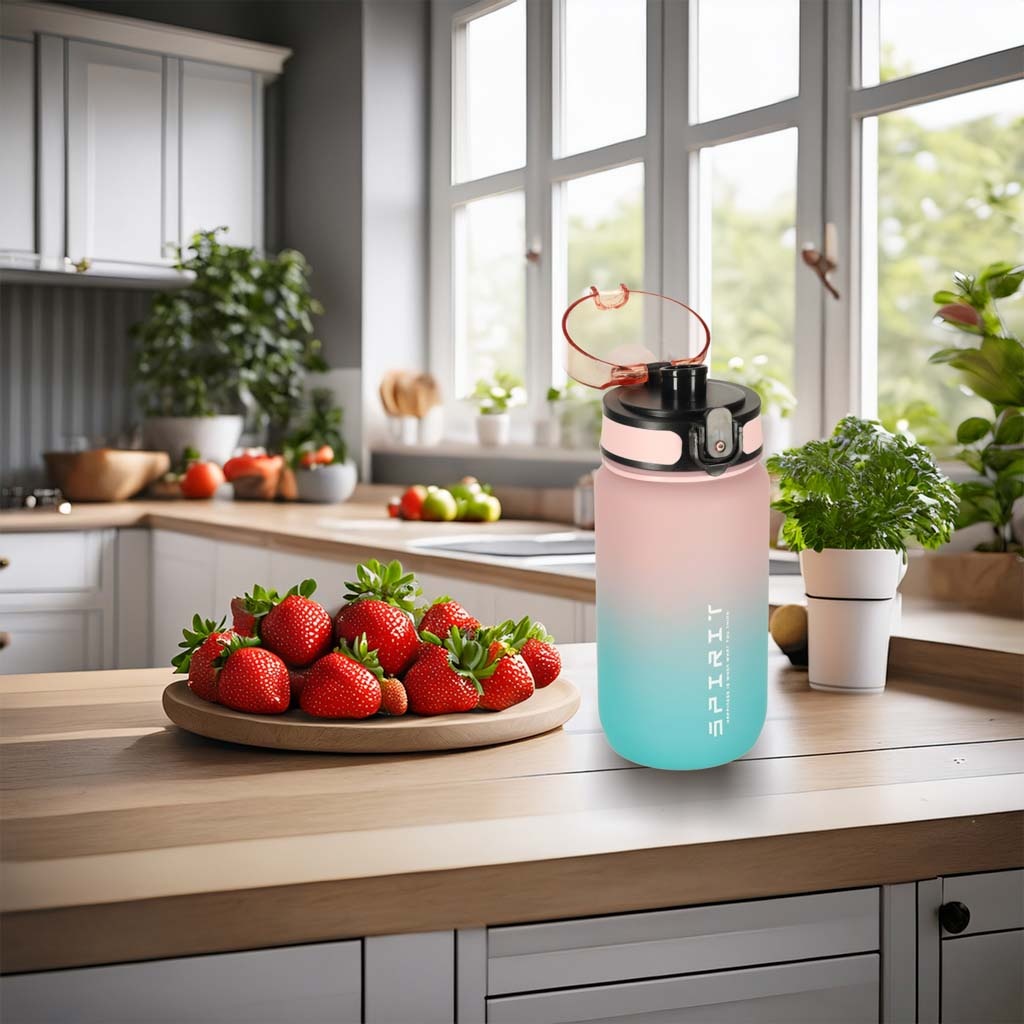 Vandens buteliukas sportinis buteliukas su kandikliu BPA FREE 600ml rožinės-mėlynos spalvos