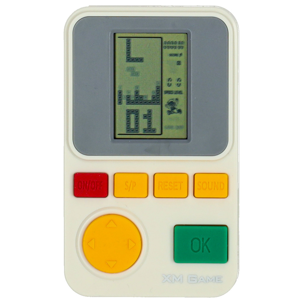 Gra-elektroniczna-zrecznosciowa-konsola-przenosna-biala-163476 Elektroninių arkadinių žaidimų nešiojamoji konsolė balta