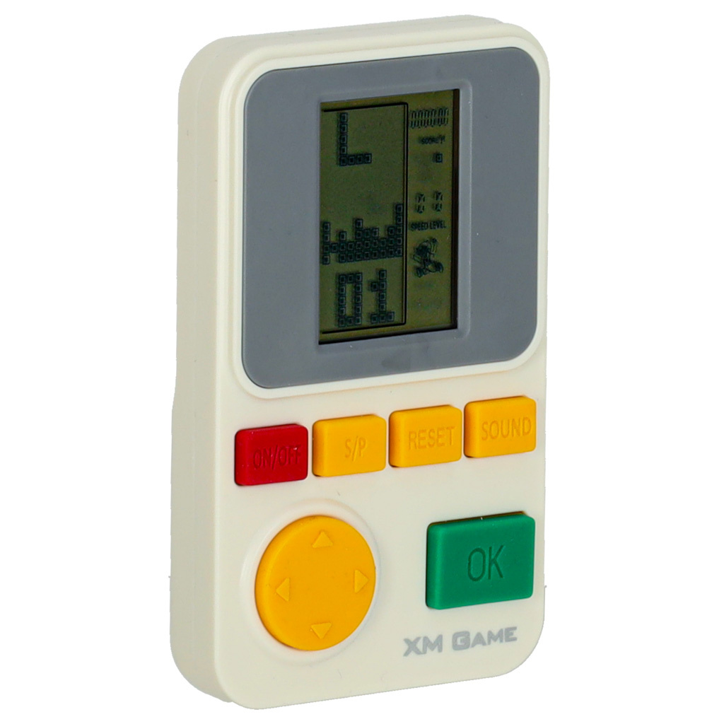 Gra-elektroniczna-zrecznosciowa-konsola-przenosna-biala-163477 Elektroninių arkadinių žaidimų nešiojamoji konsolė balta