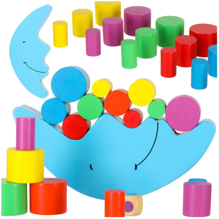 Gra-zrecznosciowa-montessori-ukladanka-balansujaca-klocki-drewniane-ksiezyc-168520 Balansuojantis mėnulio medinis montessori vikrumo žaidimas