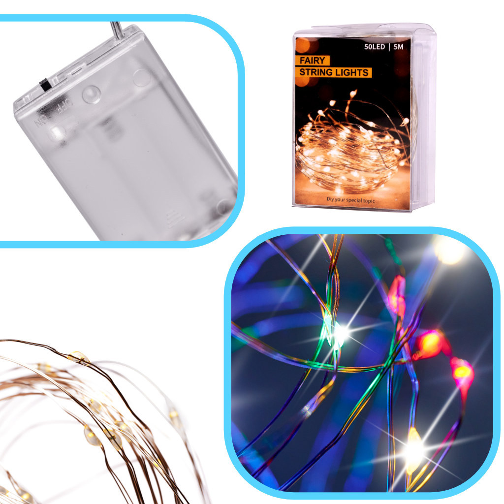 Lampki-LED-druciki-dekoracyjne-5m-50LED-multikolor-154591 LED dekoratyvinis apšvietimas 5m 50LED daugiaspalvis