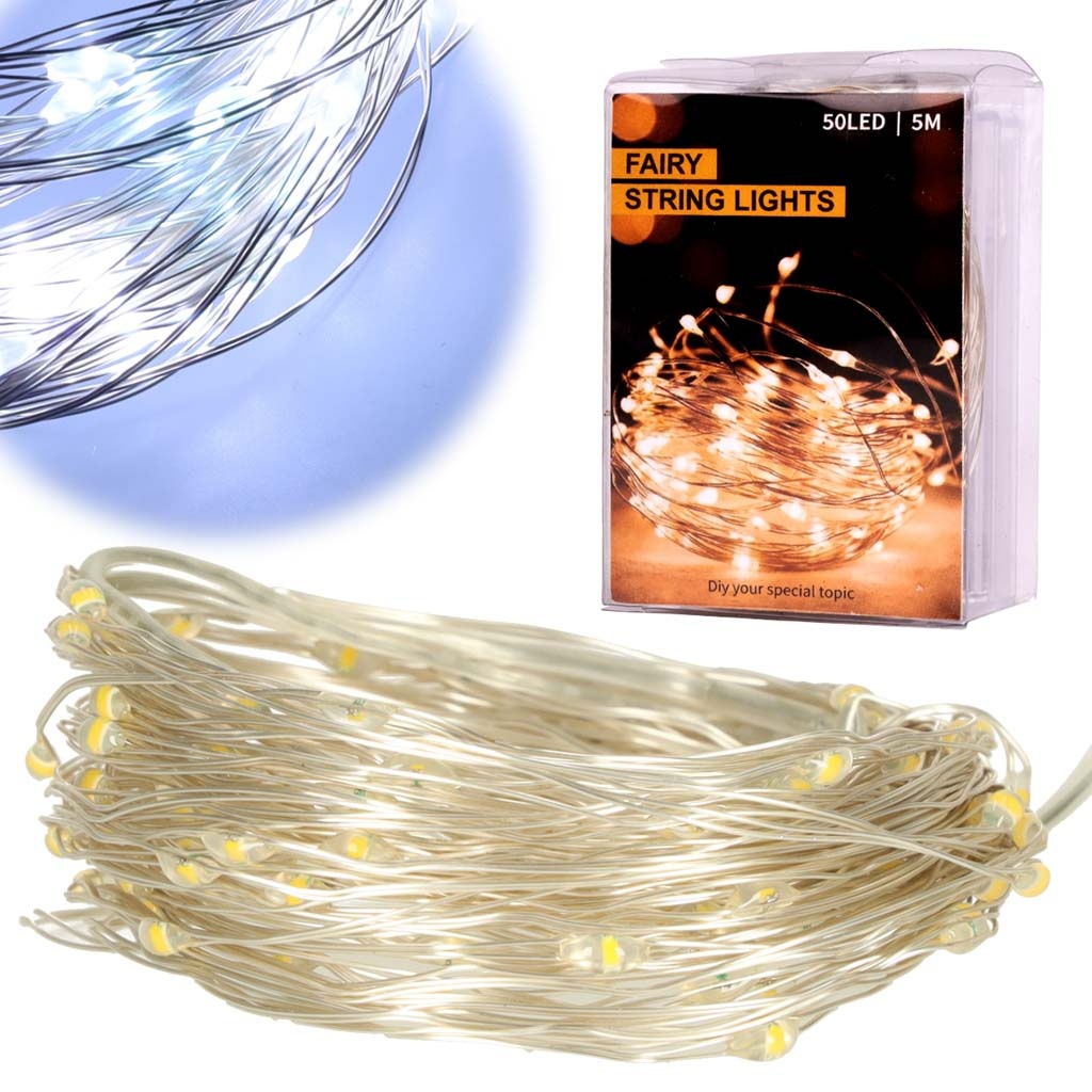 Lampki-LED-druciki-dekoracyjne-5m-50LED-zimny-bialy-148249 LED dekoratyvinis apšvietimas 5m 50LED šaltai balta