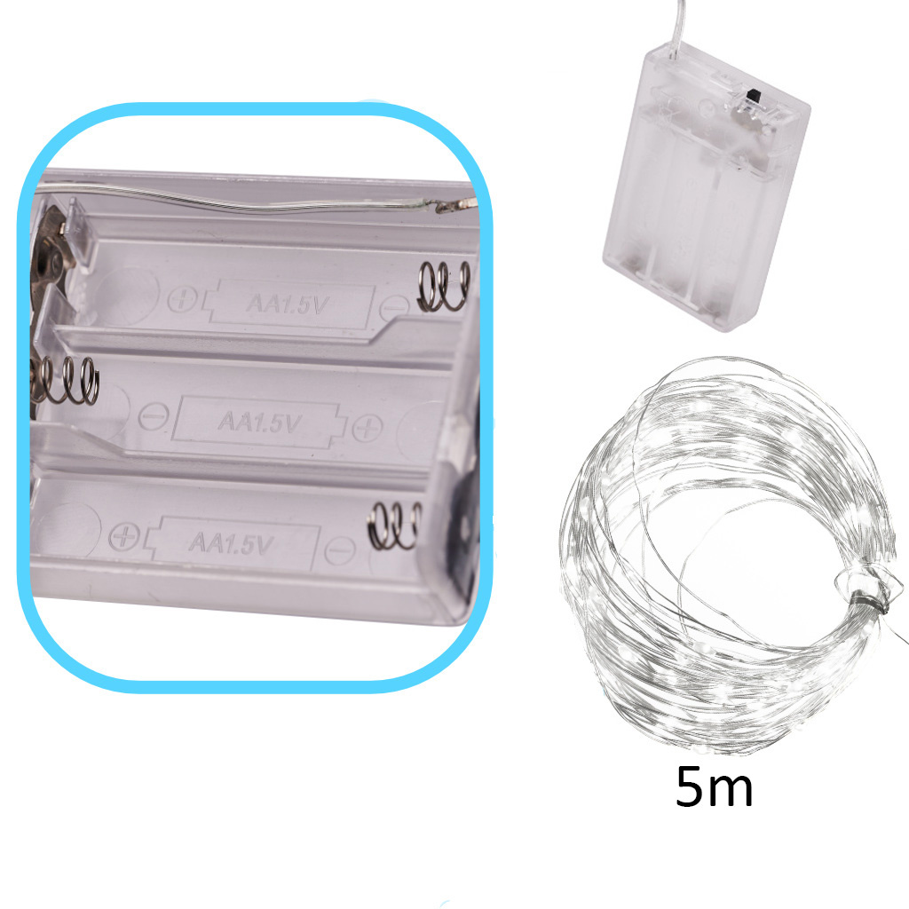 Lampki-LED-druciki-dekoracyjne-5m-50LED-zimny-bialy-154534 LED dekoratyvinis apšvietimas 5m 50LED šaltai balta