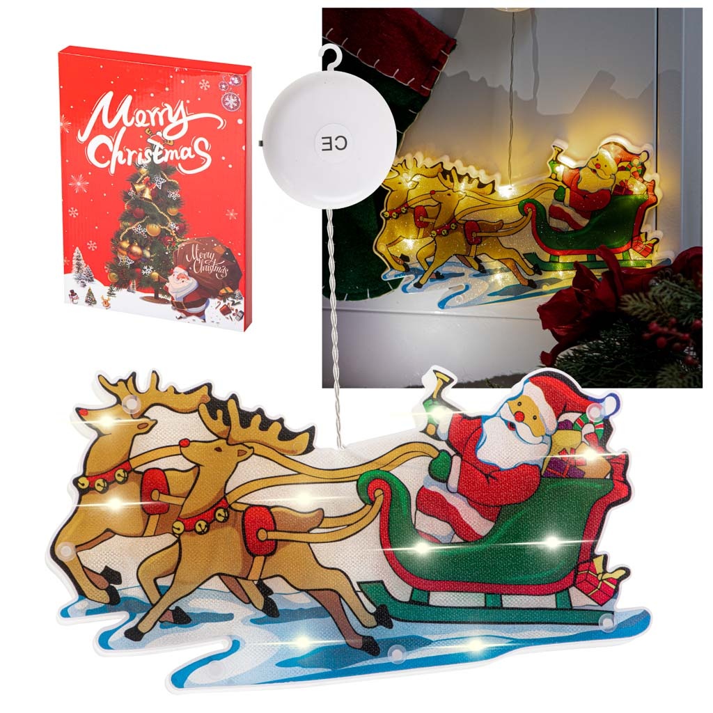 Lampki-LED-wiszaca-dekoracja-swiateczna-sanie-mikolaja-1058482 Kalėdų dekoracijos Kalėdų senelio rogės
