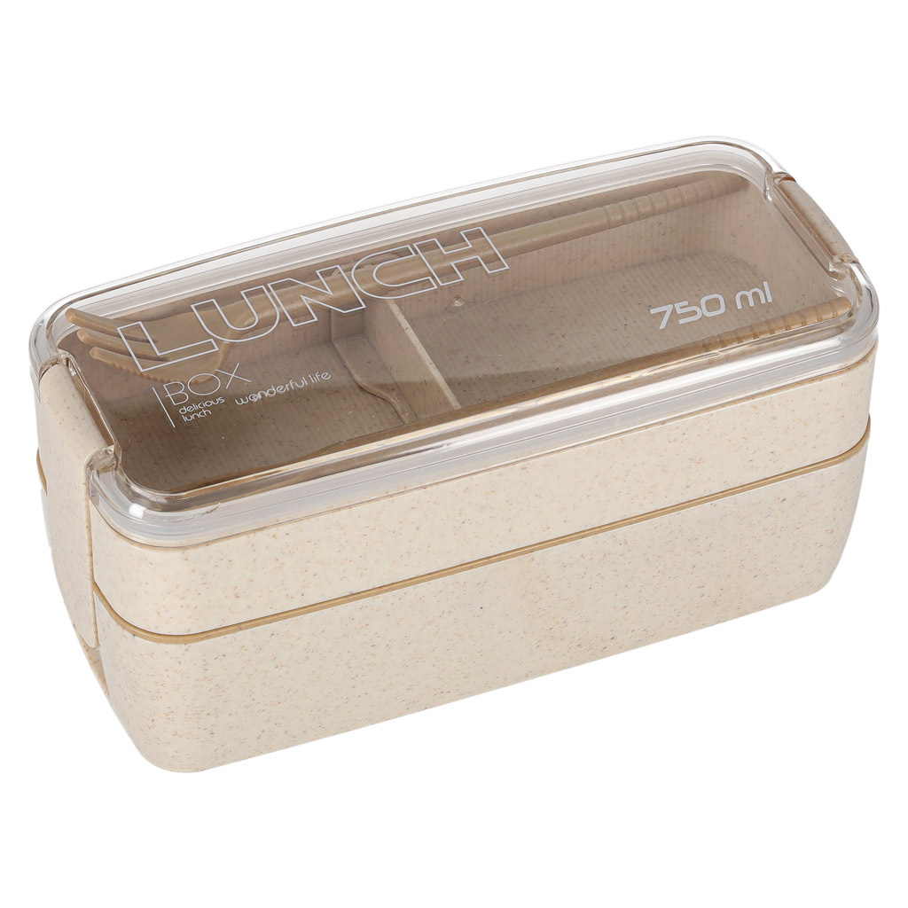Lunch-box-sniadaniowka-pudelko-sniadaniowe-z-przegrodkami-dzielone-750ml-bezowe-176368 Pusryčių dėžutė pusryčių dėžutė su skyreliais, padalinta į skyrius 750ml, smėlio spalvos