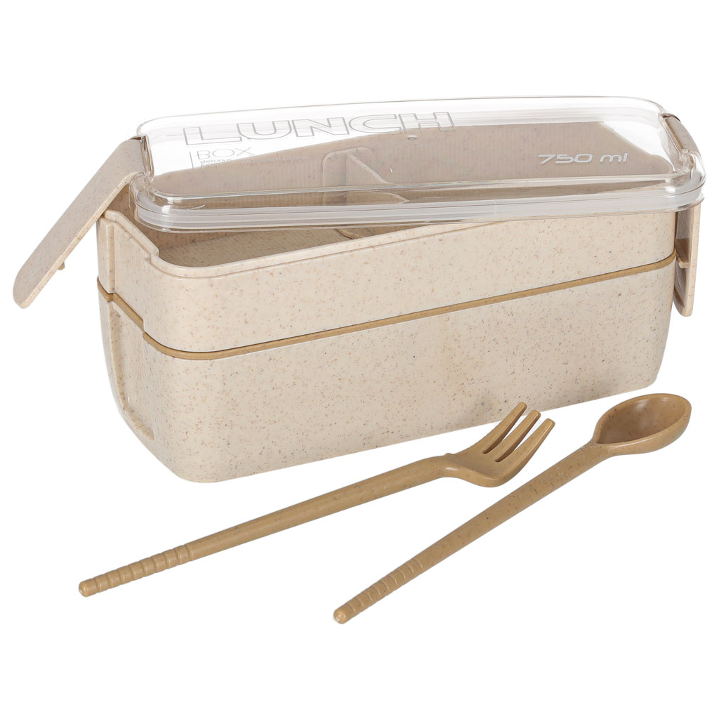 Lunch-box-sniadaniowka-pudelko-sniadaniowe-z-przegrodkami-dzielone-750ml-bezowe-176374 Pusryčių dėžutė pusryčių dėžutė su skyreliais, padalinta į skyrius 750ml, smėlio spalvos