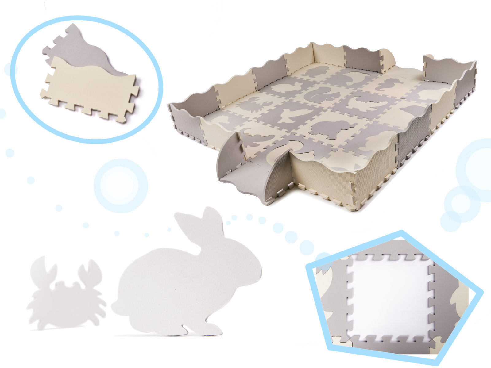 KX6269 Puzzle piankowe mata kojec dla dzieci 36el szaro-ecru 2 Kilimėlis iš putplasčio/vaikų žaidimų kilimėlis 36el. pilka-ecru