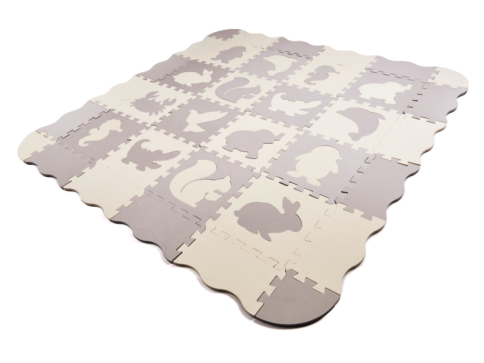 KX6269 Puzzle piankowe mata kojec dla dzieci 36el szaro-ecru 6 Kilimėlis iš putplasčio/vaikų žaidimų kilimėlis 36el. pilka-ecru