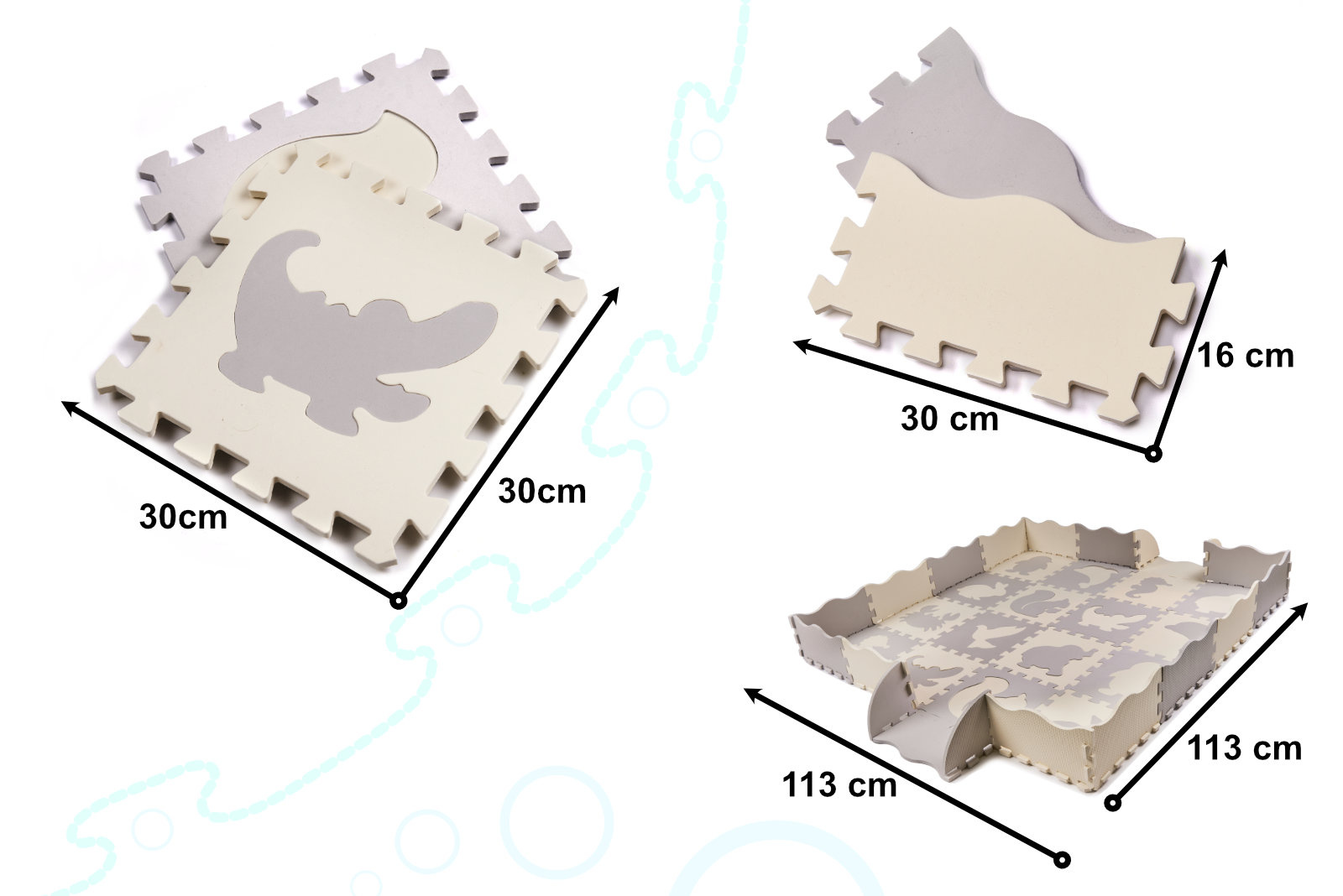 KX6269 Puzzle piankowe mata kojec dla dzieci 36el szaro-ecru 3 Kilimėlis iš putplasčio/vaikų žaidimų kilimėlis 36el. pilka-ecru