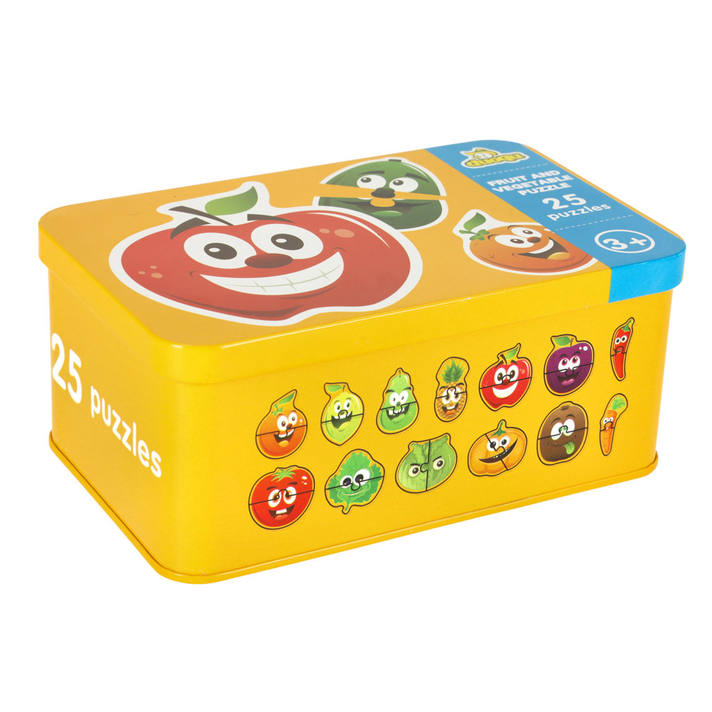 Puzzle-w-puszce-owoce-warzywa-25-puzzli-149148 Vaisių / daržovių skardinė dėlionė 25 dėlionės