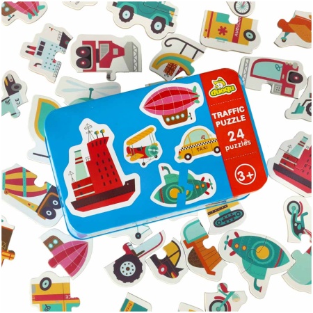 Puzzle-w-puszce-pojazdy-24-puzzle-158470 Dėlionės skardinėje transporto priemonėse 24 dėlionės