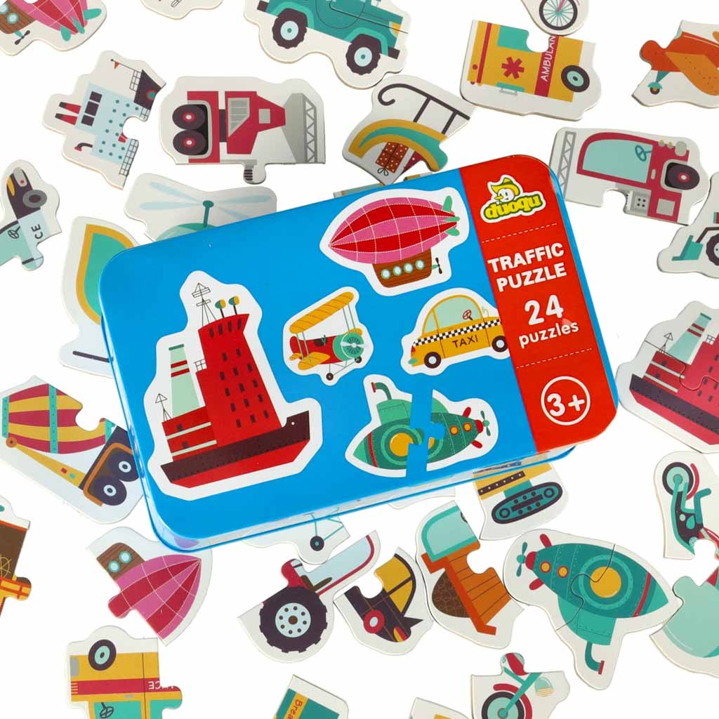 Puzzle-w-puszce-pojazdy-24-puzzle-158470 Dėlionės skardinėje transporto priemonėse 24 dėlionės