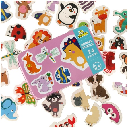 Puzzle-w-puszce-zwierzatka-24-puzzle-158472 Dėlionės skardinėje gyvūnai 24 dėlionės