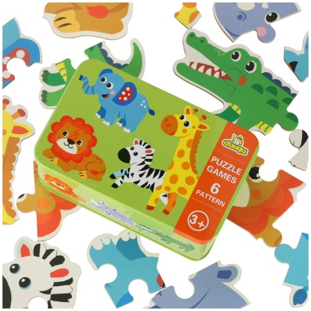 Puzzle-w-puszce-zwierzatka-safari-25-puzzli-158468 Dėlionės skardinėje skardinėje safario gyvūnai 25 dėlionės