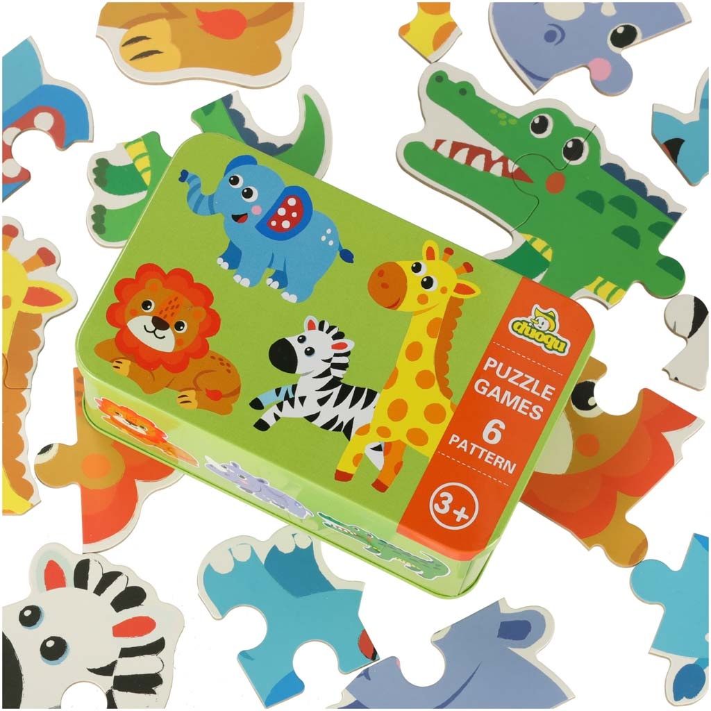 Puzzle-w-puszce-zwierzatka-safari-25-puzzli-158468 Dėlionės skardinėje skardinėje safario gyvūnai 25 dėlionės