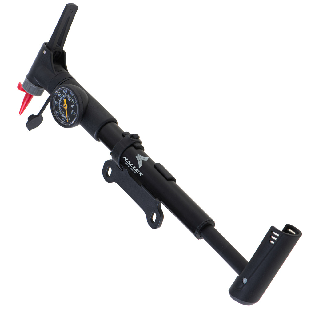 RALLEX-Pompka-do-roweru-z-manometrem-rowerowa-reczna-do-pilki-materaca-z-uchwytem-na-rower-164437 L-BRNO Dviračių pripūtimo aparatas su manometru, rankena