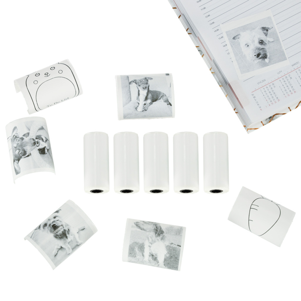 Rolki-papier-wklad-samoprzylepny-termiczny-do-mini-drukarki-5-7cmx4-5m-5-sztuk-141779 Terminio lipnaus popieriaus ritinėliai mini spausdintuvui 5.7cmx4.5m 5 vnt.