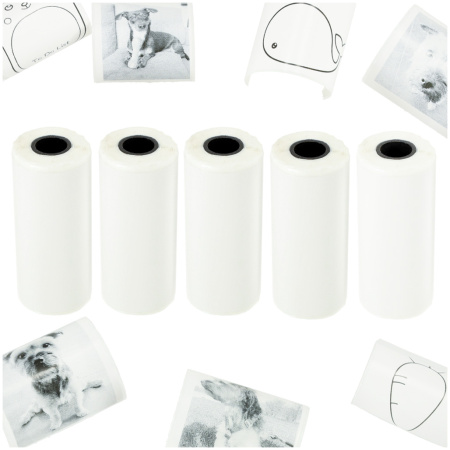 Rolki-papier-wklad-samoprzylepny-termiczny-do-mini-drukarki-5-7cmx4-5m-5-sztuk-175814 Terminio lipnaus popieriaus ritinėliai mini spausdintuvui 5.7cmx4.5m 5 vnt.