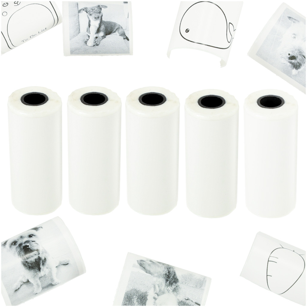 Rolki-papier-wklad-samoprzylepny-termiczny-do-mini-drukarki-5-7cmx4-5m-5-sztuk-175814 Terminio lipnaus popieriaus ritinėliai mini spausdintuvui 5.7cmx4.5m 5 vnt.