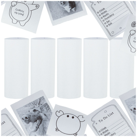 Rolki-termiczne-papier-do-drukarki-aparatu-5-7cm-x-4-5m-5-sztuk-175811 Terminio popieriaus ritinėliai mini spausdintuvui 5.7cmx4.5m 5 vnt.